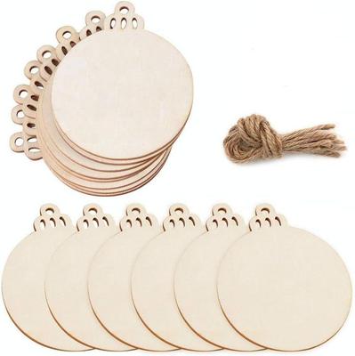 Blank Round Wooden Slices for Kids' DIY Painting Christmas Ornaments, Hanging Tags, and Sign Labels.