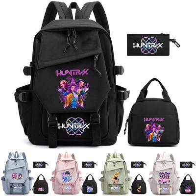 3-teiliges Anime-Kpop-Dämonenjäger-Rucksack-Set für Teenager (Jungen und Mädchen), große Kapazität, wasserdicht, ideal für Schule, Freizeit und Reisen.