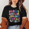 Autism Awareness Im April We Wear Blue Casual TShirt Soft Elastane Blend Crew Neck Short Sleeve Womens Spring Tops