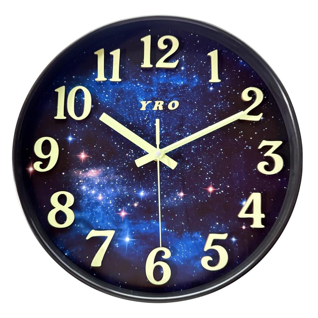 YRO Wall Stylish Starry Sky Luminous Hands and Includes Japanese Instruction Silent Second with Protective Glass Clock, Design, Numbers, Manual, Hand,