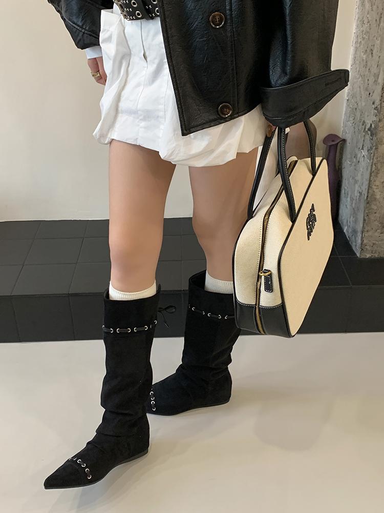 Fashion Fashion Bohemia Knee-length Women Boots Tassels Faux Suede Boots Girl Clogs Cork Insole Long Botas Mujer Winter Outdoor Shoes