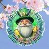 Lucky Gnome Wind Chime for Outdoor Garden Patio Decor with Horseshoe and Clover 360 Degree Rotating Hook Weatherproof 3D Artwork Universal Holiday