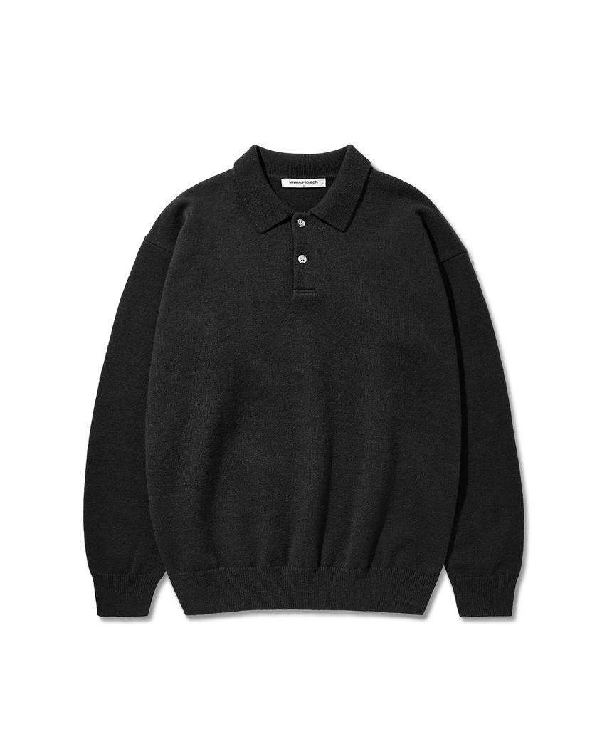 MINIMALPROJECT Button Collar Bulky Knit Mnt113 [Black]