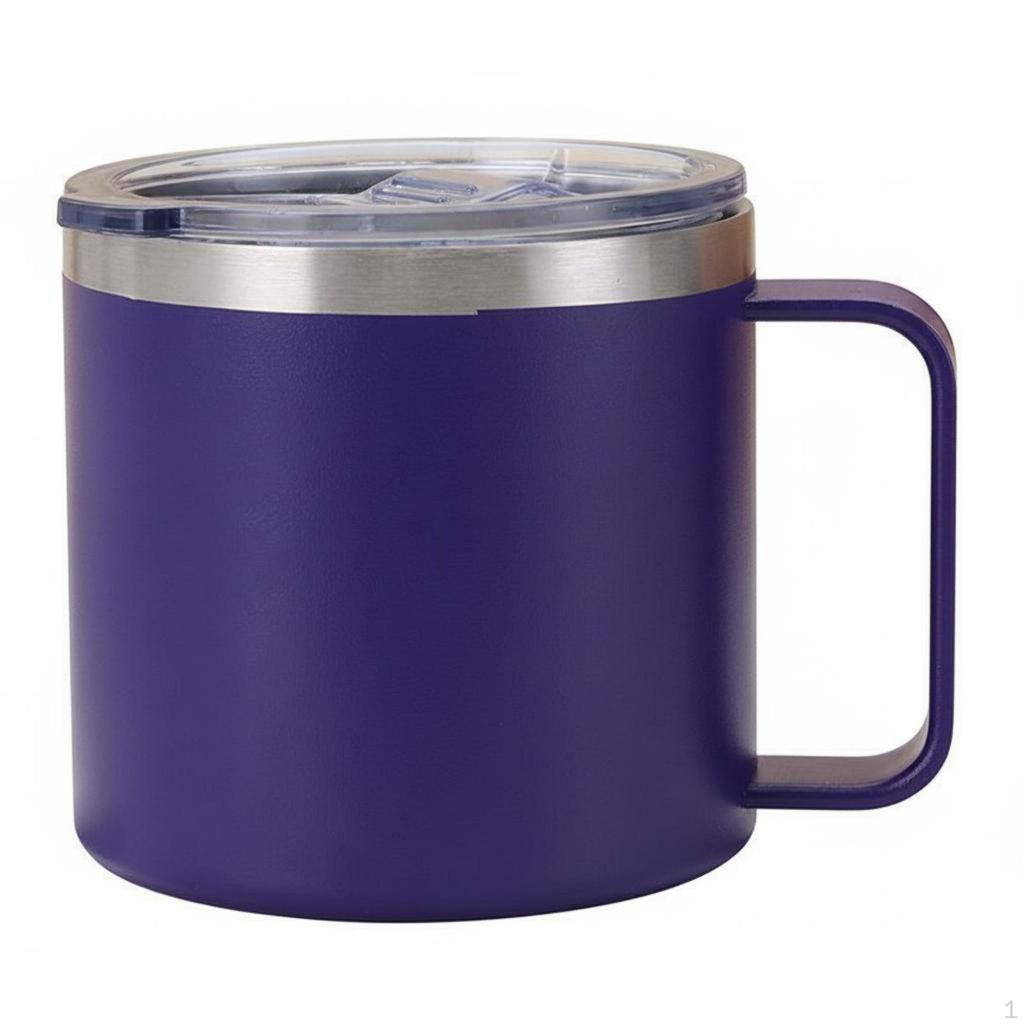 14oz Stainless Steel Coffee Mug Double Walled Vacuum Insulated with Handle Keeps Drinks Warm &