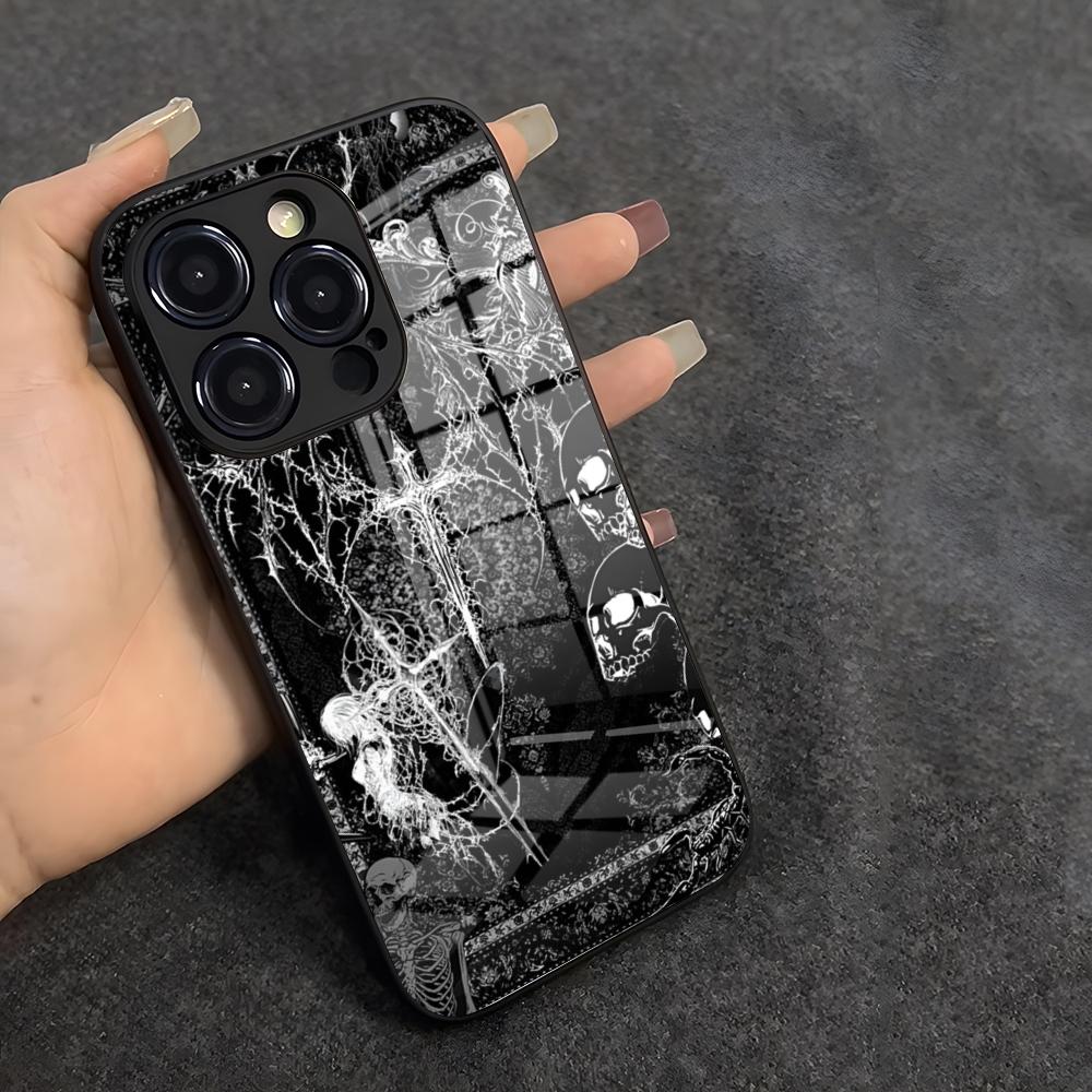 Sigilcore Punk Angel Phone Case For IPhone 17 Air 16 E Pro Max 15 14 13 Mini 12 Pro 11 Max Plus Black Glass Cover