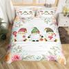 Spring Flower Gnomes Duvet Cover Romantic Rose Floral Bedding Set Microfiber Lovely Christmas Dwarf Quilt Cover Twin King Size