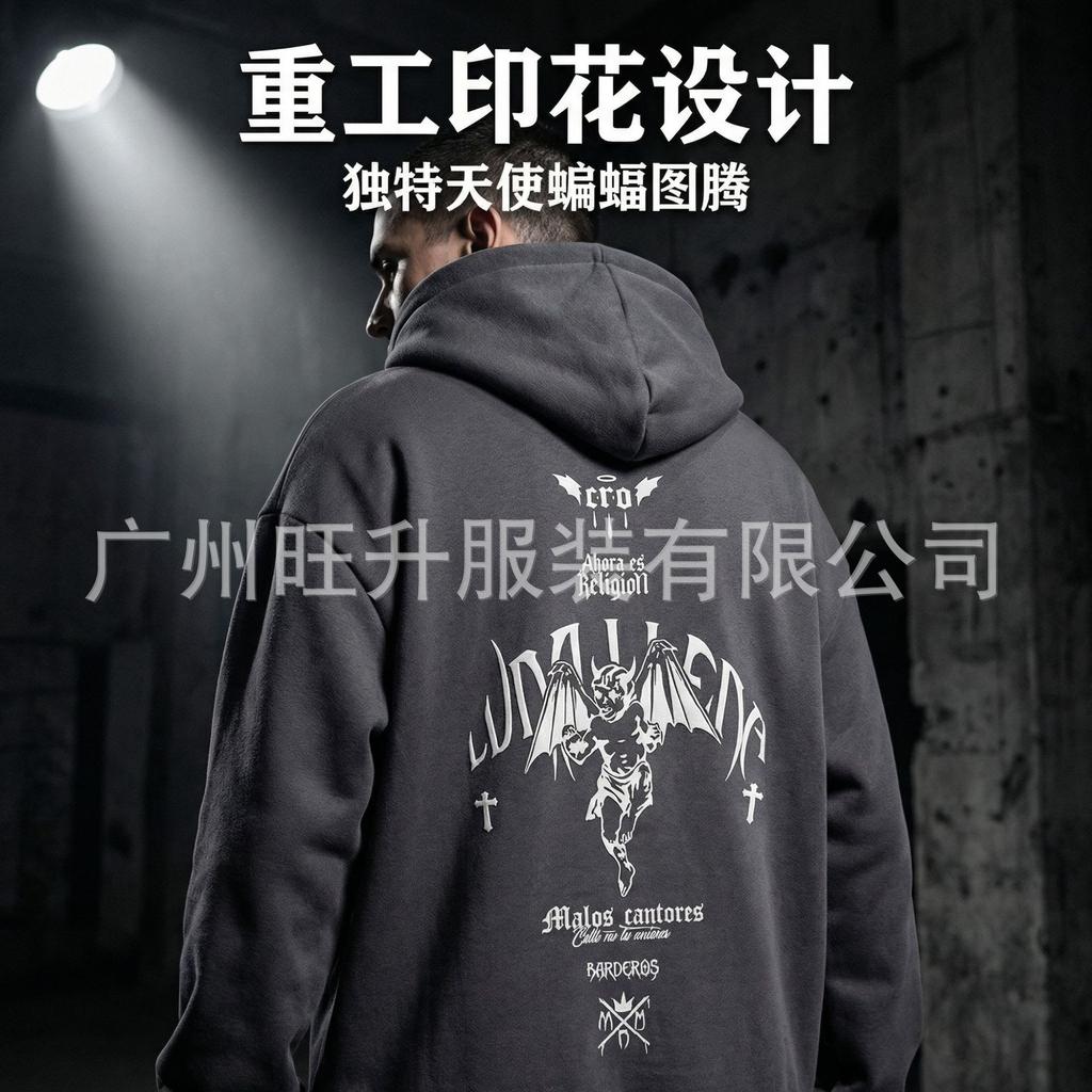 Zip Cardigan RRO Angel Bat Front and Back Print Zip Cardigan Jacket Hooded Top