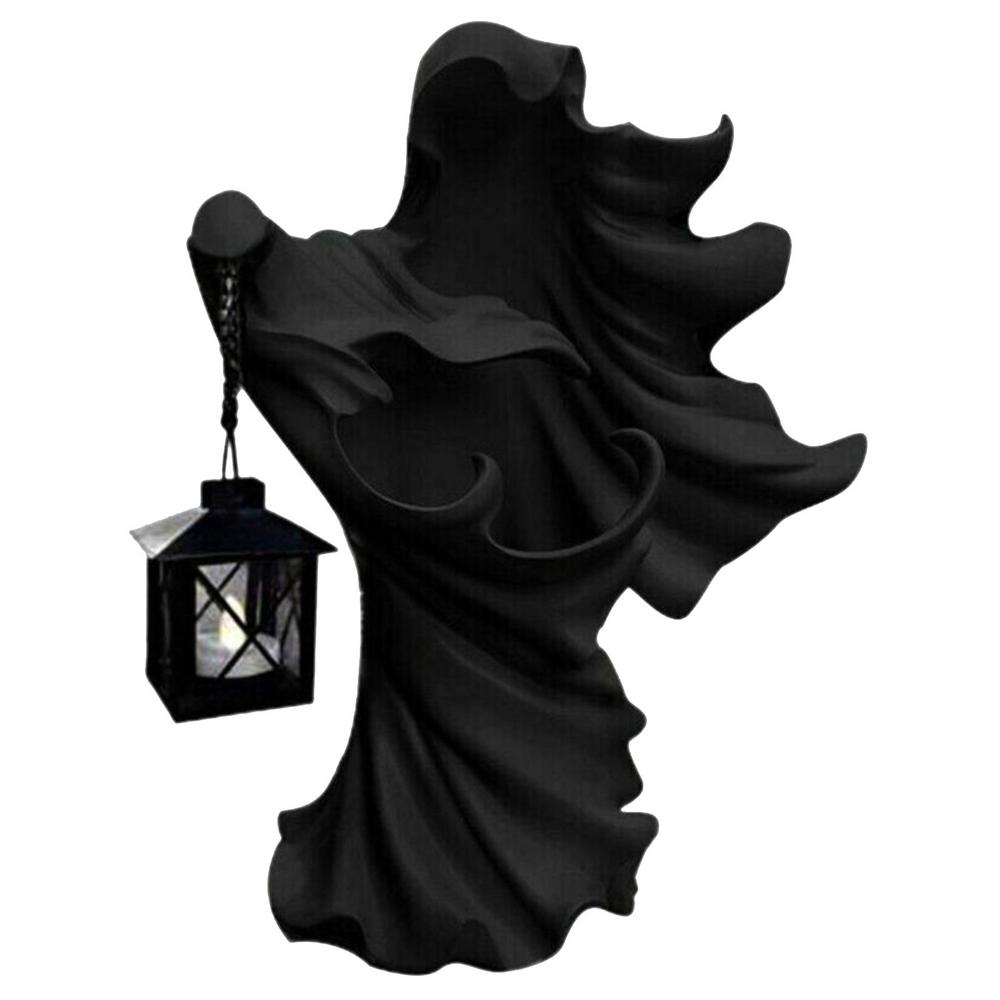 Halloween Outdoor LED Light The Ghost Looking For Light Hell Messenger Witch With Lantern Lamp Resin Ghost Sculpture Decoration