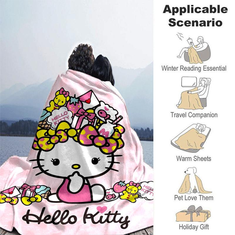 1pc Celebration Hello Kitty Home Decor Blanket Gift for Room Bedroom,Living Room, Travel, Camping, Car Blankets, Beach, Office Naps, Living Room Offic