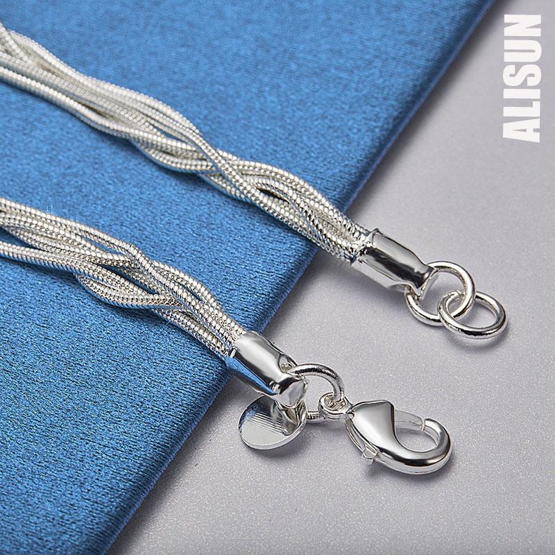 925 Sterling Silver Five Solid Starfish Chain Bracelet Fashionable Wedding Jewelry