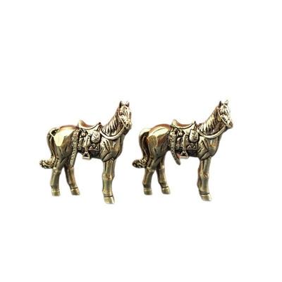 Metal Brass Horse Figurine Miniature Size Handmade Chinese Zodiac Horse Collectible Bronze Material Horse Statue Home Decoration