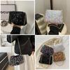 Black And White Sparkly Underarm Bag Women 2024 New Spring Nightclub Chain Small Square Bag Street Fashion