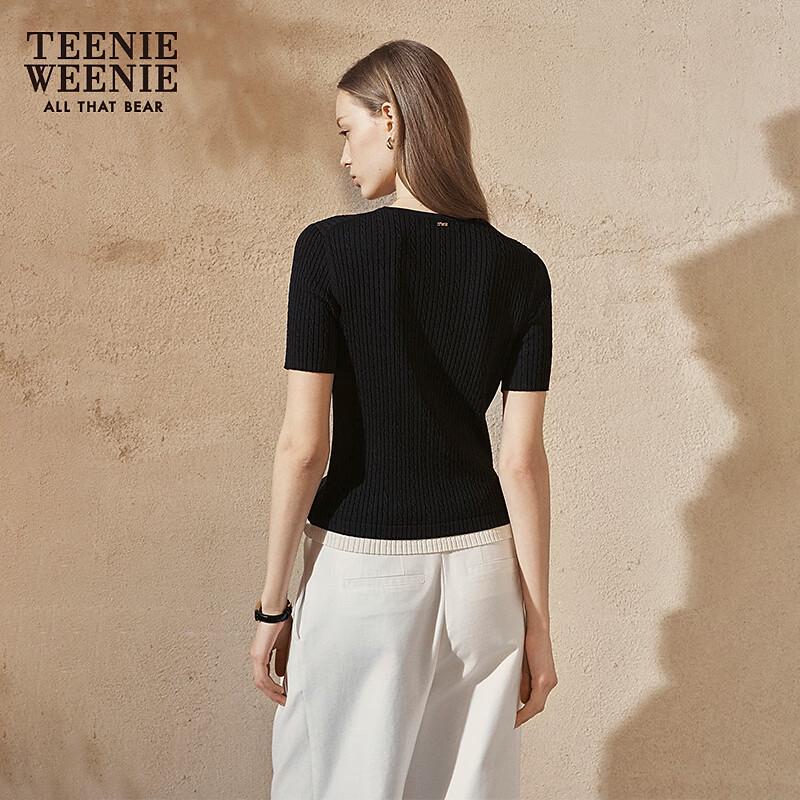 Teenie Weenie Bear Women's Faux Two-Piece Short-Sleeve Sweater