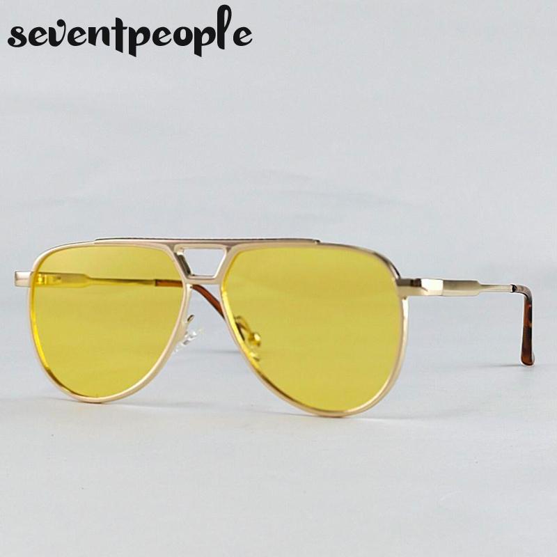 Steampunk Pilot Oval Sunglasses Men Luxury Brand Vintage Punk Metal Outdoor Sun Glasses For Male Trendy Double Beam Shades