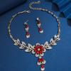 Colorful Retro Floral Bridal Jewelry Set with Alloy and Diamond Inlays