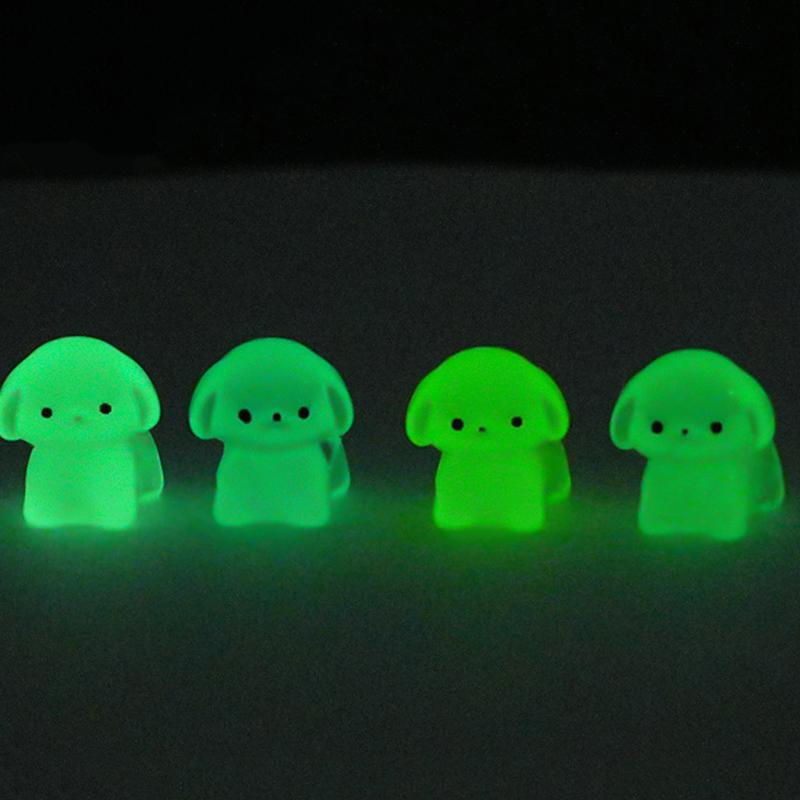 10Pcs Colorful Kawaii Luminous Resin 3D Puppy Ornaments Miniature Figurines Creative Diy Home Decoration Accessories Gifts