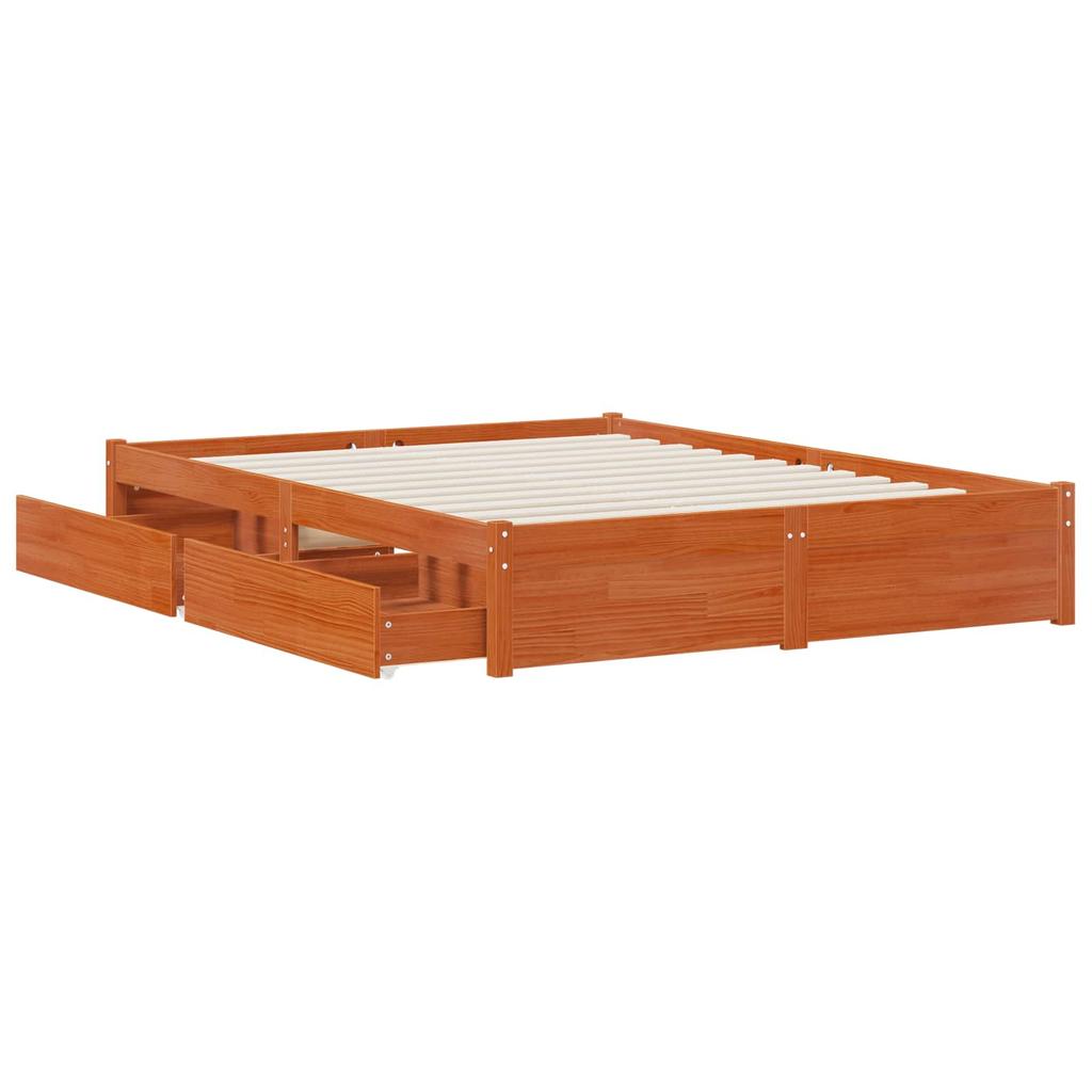 Bed Frame 2 pcs. Wax Brown 140 x 190 cm Solid Wood Pine