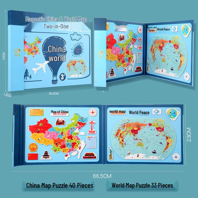 

Magnetic Chinese World Map Jigsaw Puzzle Book for Children s Geographic Learning & Cognitive Development