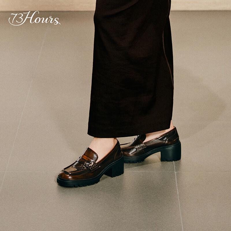 73Hours Women's Square Heel Round Toe Loafers