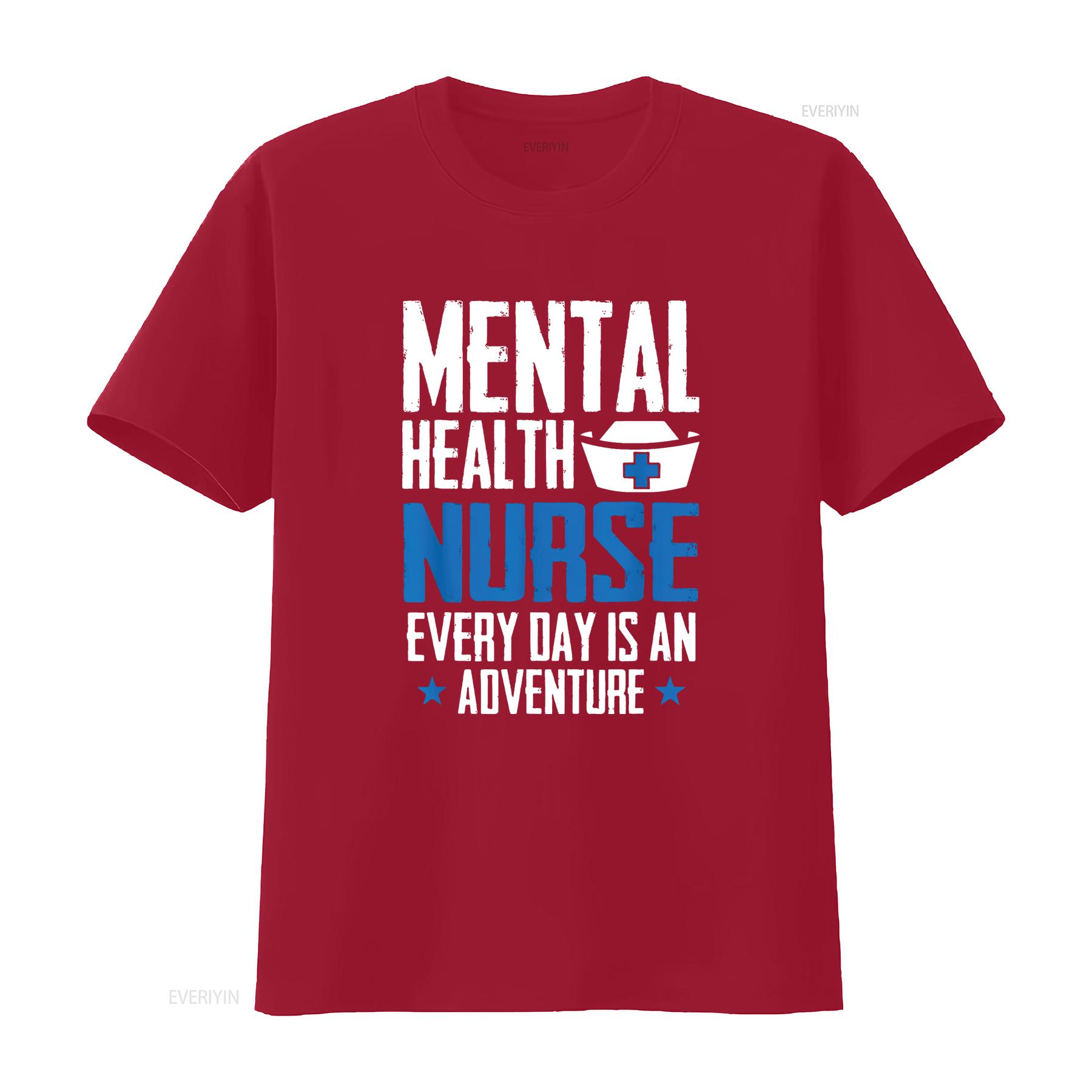 Womens Mental Health Nurse Every Day Is An Adventure Psych T Shirt Black vintage Washed fashion Casual streetwear Soft Stylish S