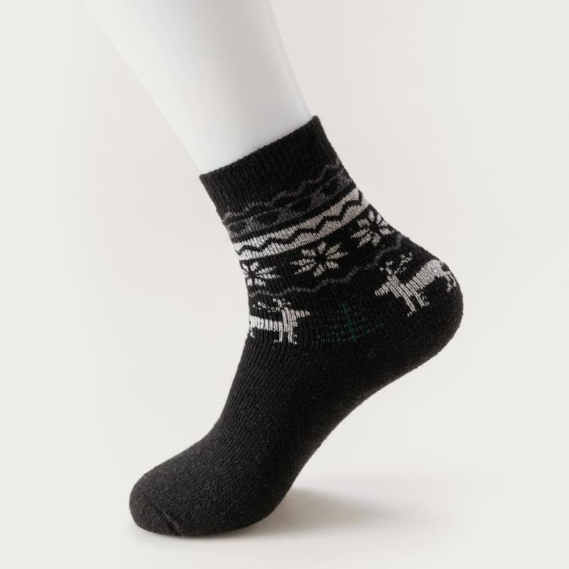 5 Pairs Vintage Ethnic Style Faux Wool Thermal Socks for Men Warm Winter Breathable Hiking Casual Sports Athletic Socks