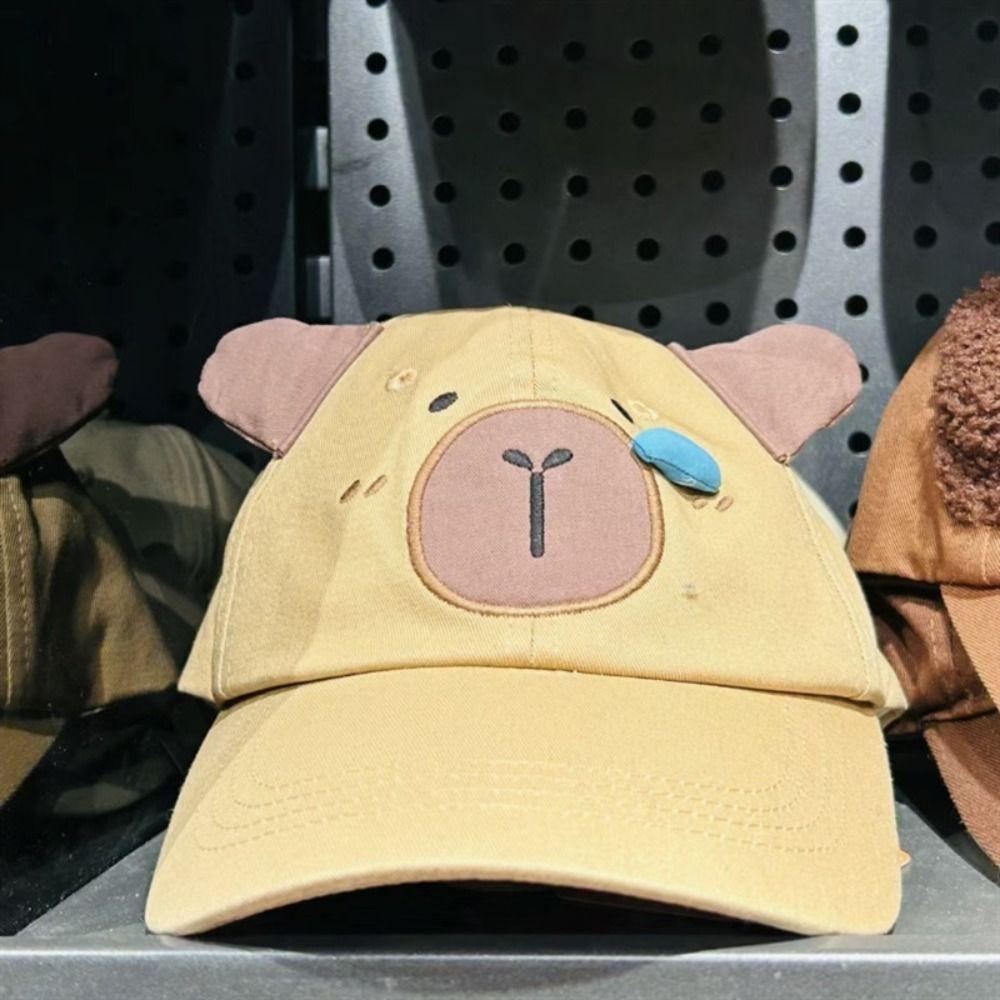 Casual Runny Nose Capybara Baseball Cap Korean Style Embroidery Cartoon Sun Hat Sunscreen Golf Cap Peaked Cap Men