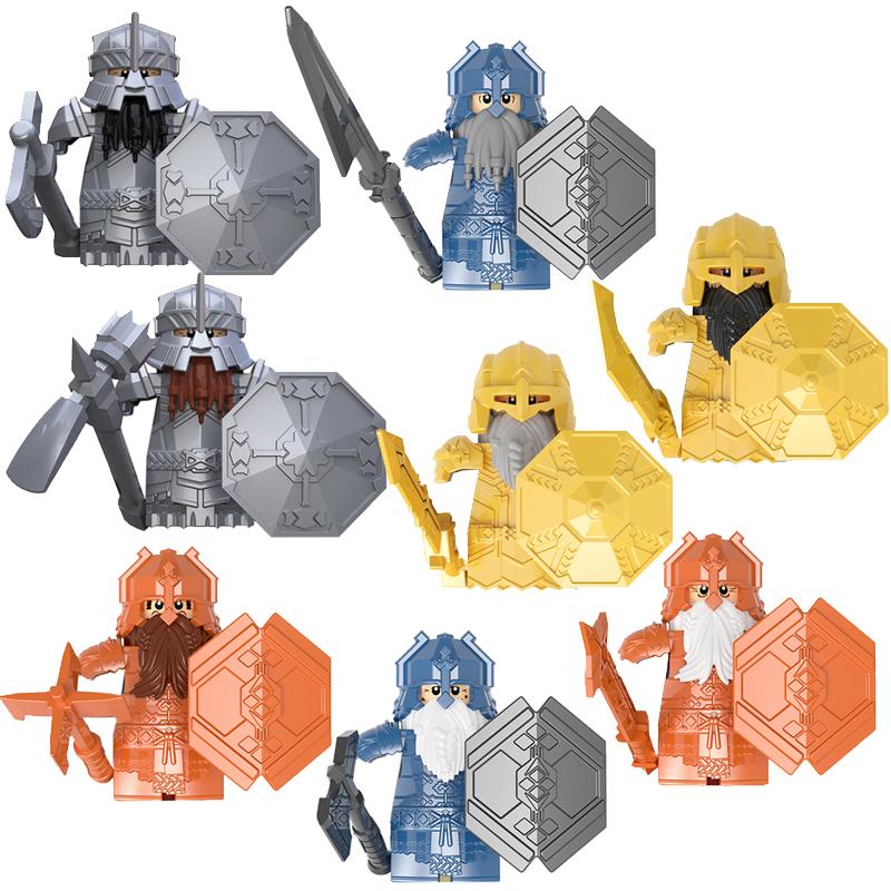 New MOC LOTR Soldier Dwarf Army Figures Armor Guard Warrior Medieval Knights Building Blocks Bricks Toys Gifts