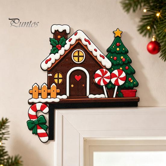 Christmas Party Supplies for House Wooden Door Topper Stickers, Seasonal Frame Decoration, L-shaped Corner Sign Holiday Home Wall Decor Items