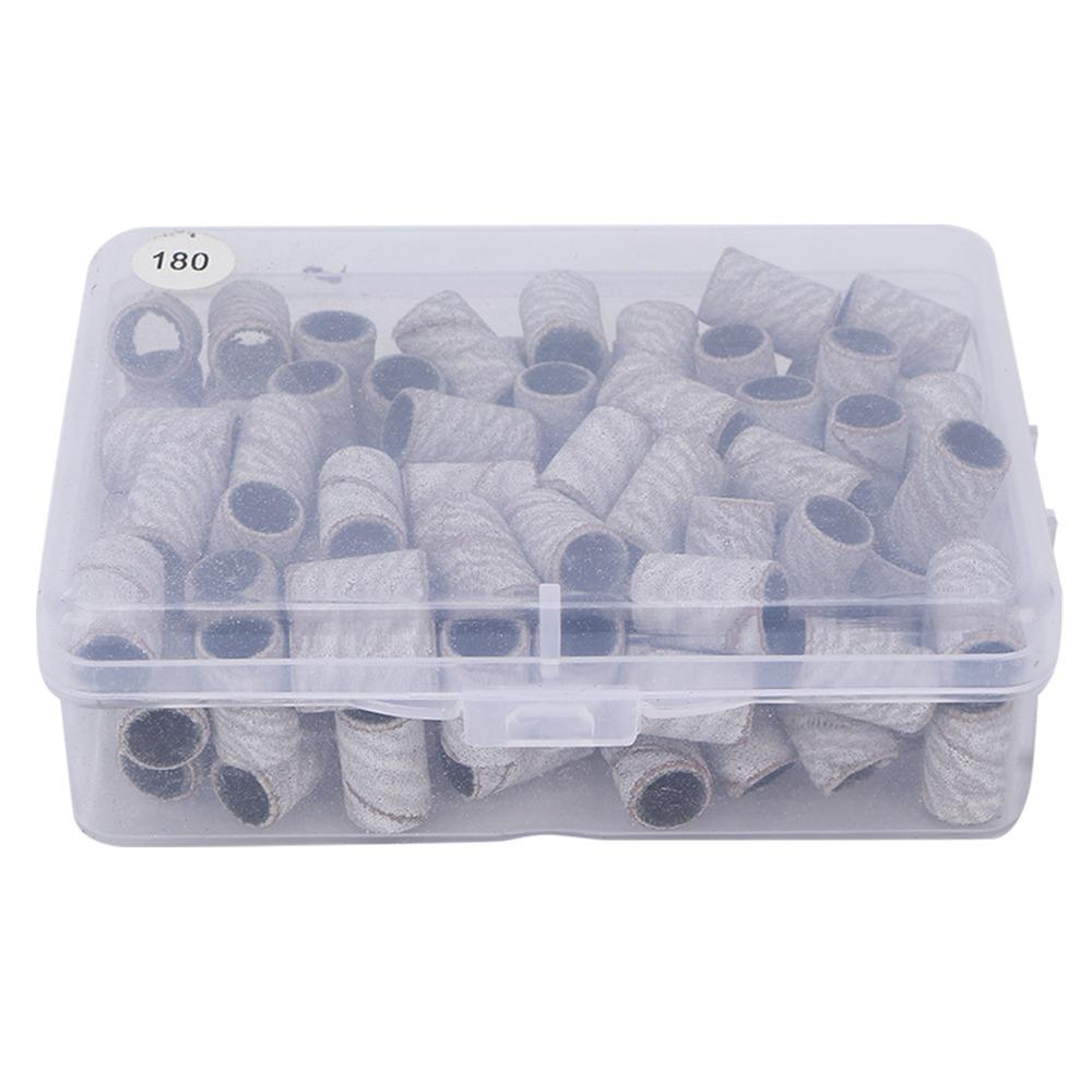 100pcs Professional White Nail Art Sanding Bands Cylindrical Nail Sanding Bands Pedicure Sanding Bands Gel Nail Removing