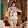 Women's Summer Ice Silk Pajama Set: Loose Fit, Short Sleeve, Shorts, Japanese Princess Style
