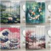 Japońskie Krajobrazy Zasłony Prysznicowe Kwiat Wiśni Ryby Koi Lotos Abstrakcyjne Góry Fale Morskie Poliester Wystrój Łazienki z Haczykami