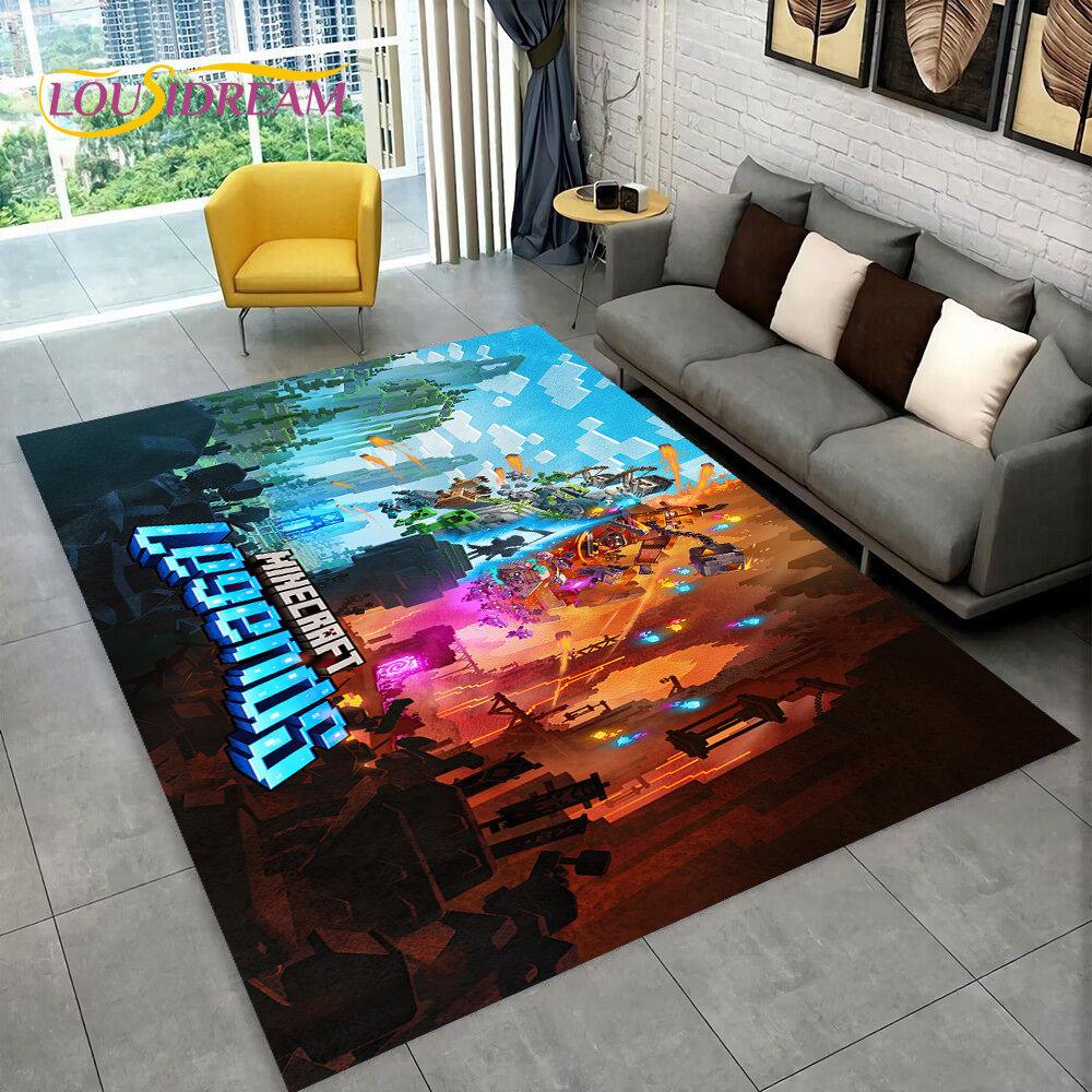 3D MC Sandbox Games Gamer Cartoon Area Rug,Carpet Rug for Living Room Bedroom Sofa Doormat Decoration,kids Non-slip Floor Mat