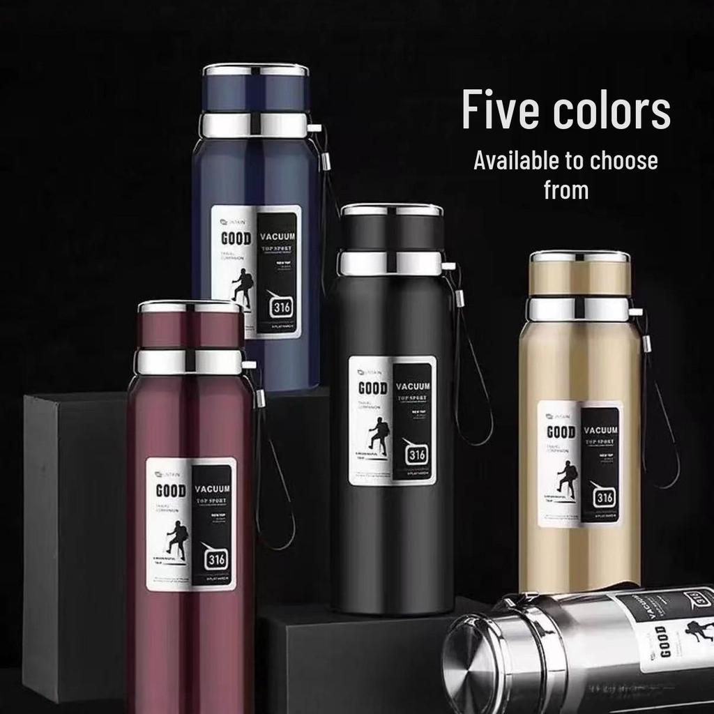 316 Stainless Steel Insulated Car & Travel Water Bottle with Tea Separator - Large Capacity