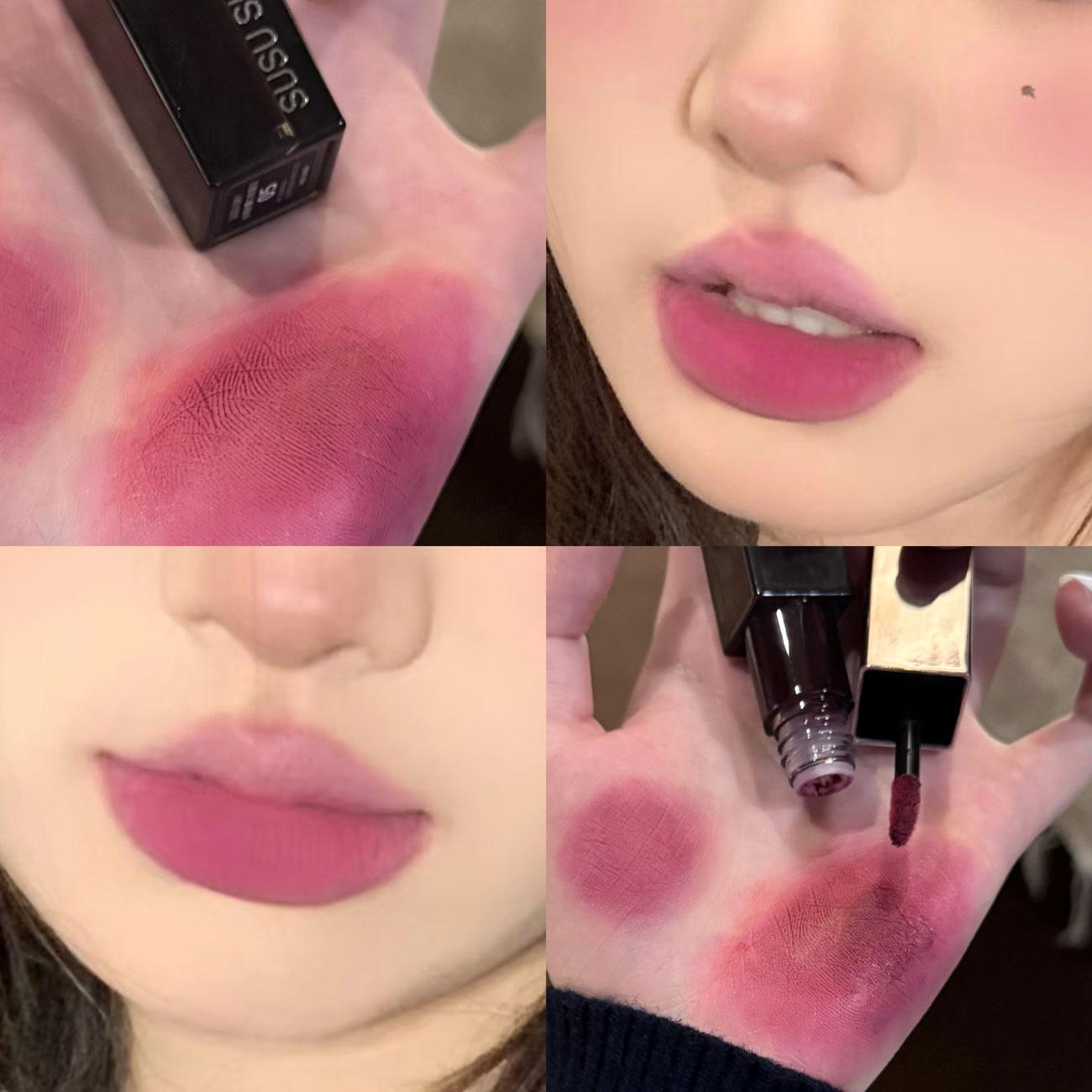Waterproof Velours Mat Vloeibare Lippenstift Kleurvast Roodbruin Lip Tint Zwarte Lippenstift 7 Kleuren
