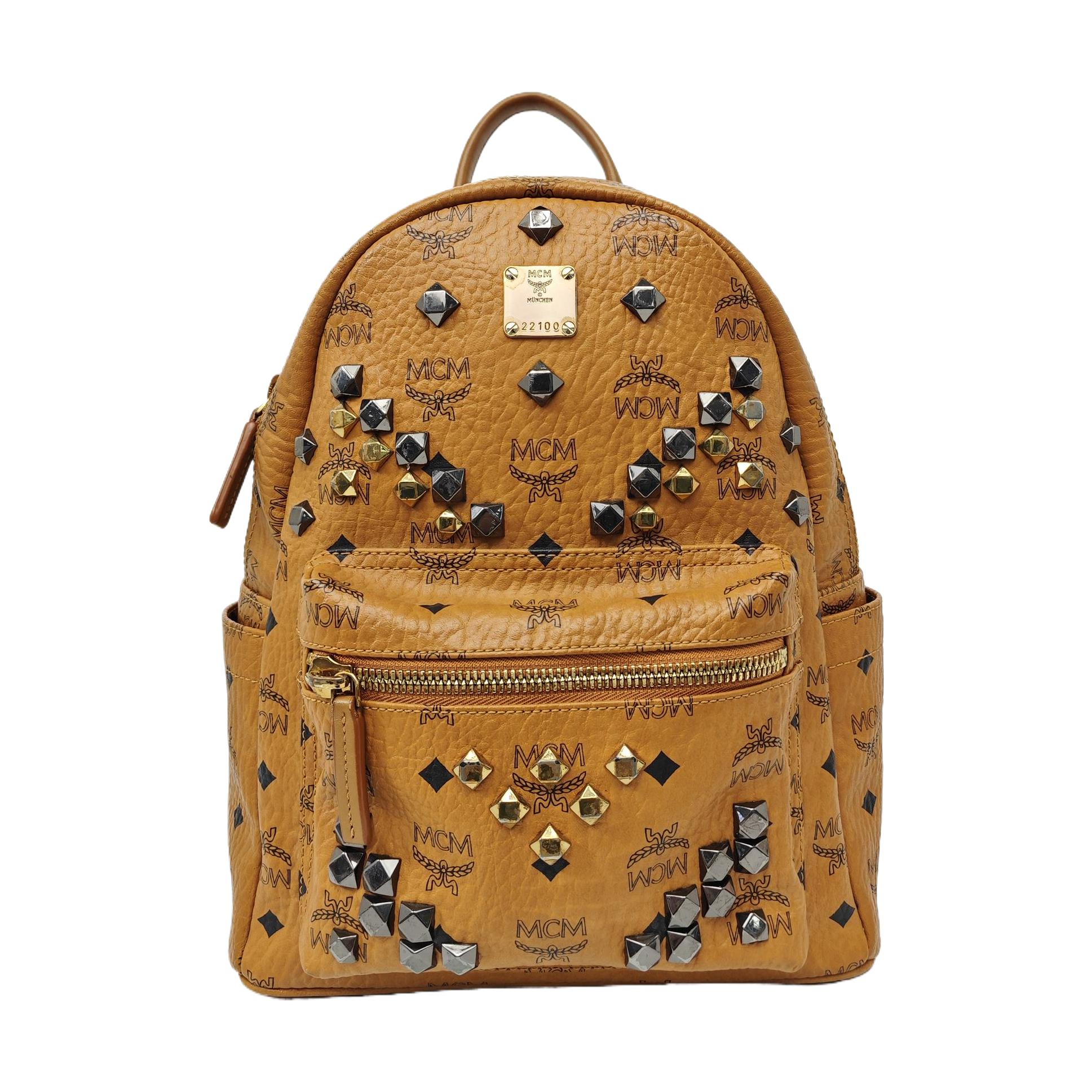 [Pre-Owned] Studded Detail Leather Backpack Small