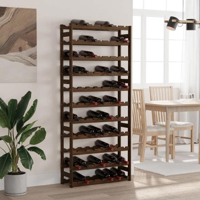 VidaXL Bottle Rack for 77 Bottles Brown Solid Pine Wood 373394
