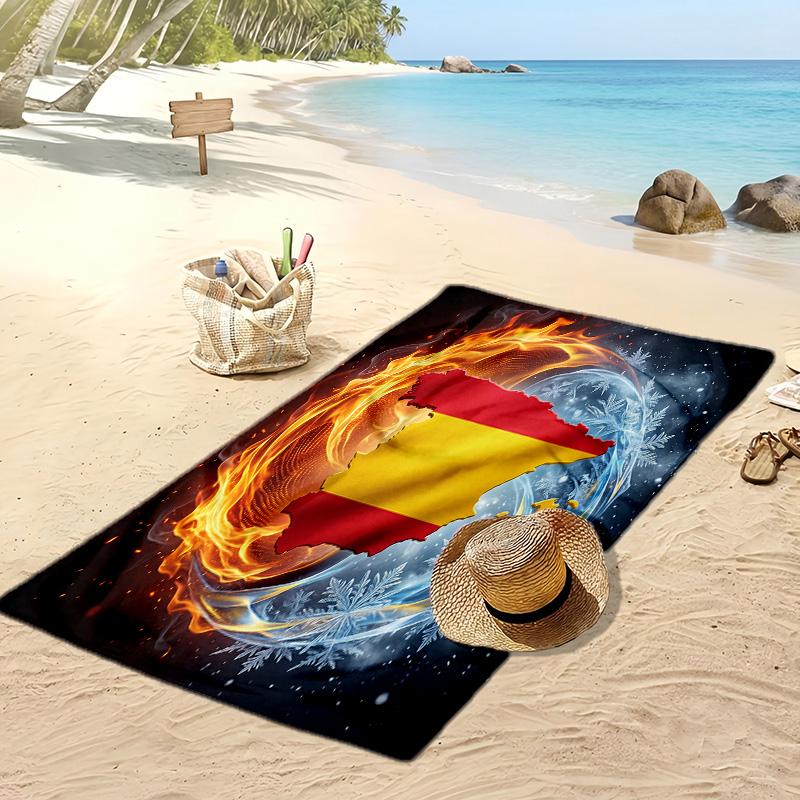 Spain Football Print Beach Towel Quick Dry Super Absorbent Soft Bath Towel for Swimming Beach Travel Fan Souvenir Gift