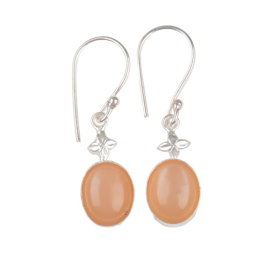Peach Moonstone Gemstone 925 Sterling Silver Handmade Jewelry Earring For Gift EE-6-28