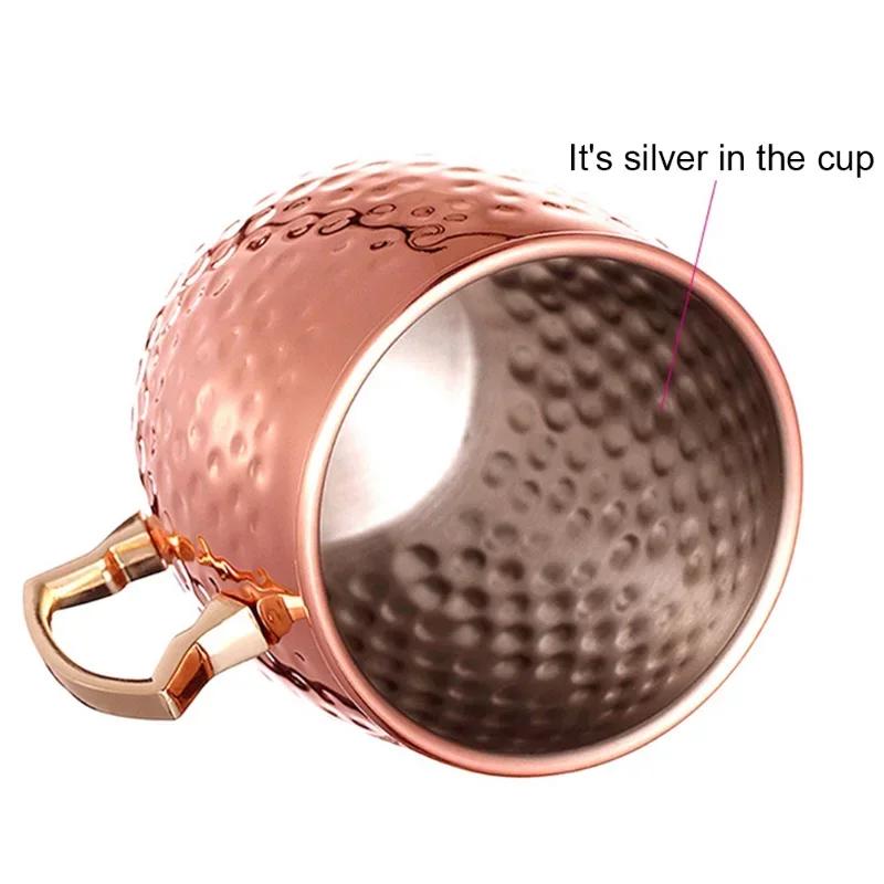 Cocktail Wine Cup Moscow Mule Mug Stainless Steel Hammered Copper Plated Beer Cup Coffee Cup Bar Drinkware for Ramadan
