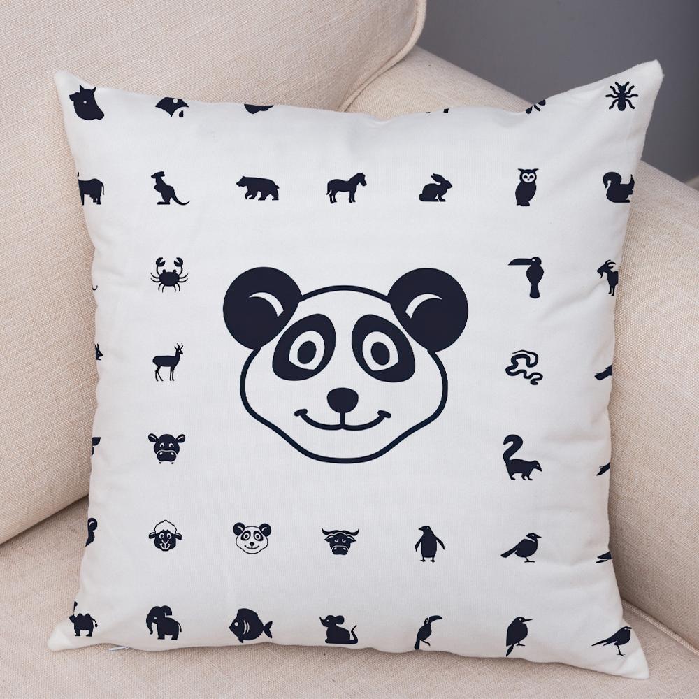 Cute Animal Silhouette Pattern Double Sided Printed Cushion Cover Soft Home Decor Pillowcase