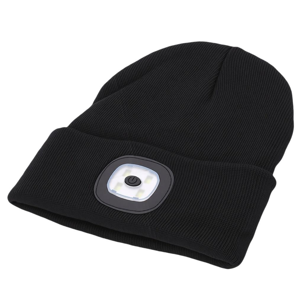 Winter Knitted Hat with Detachable Light Warm USB Rechargeable LED Headlamp Hat for Running Camping Cycling Fishing