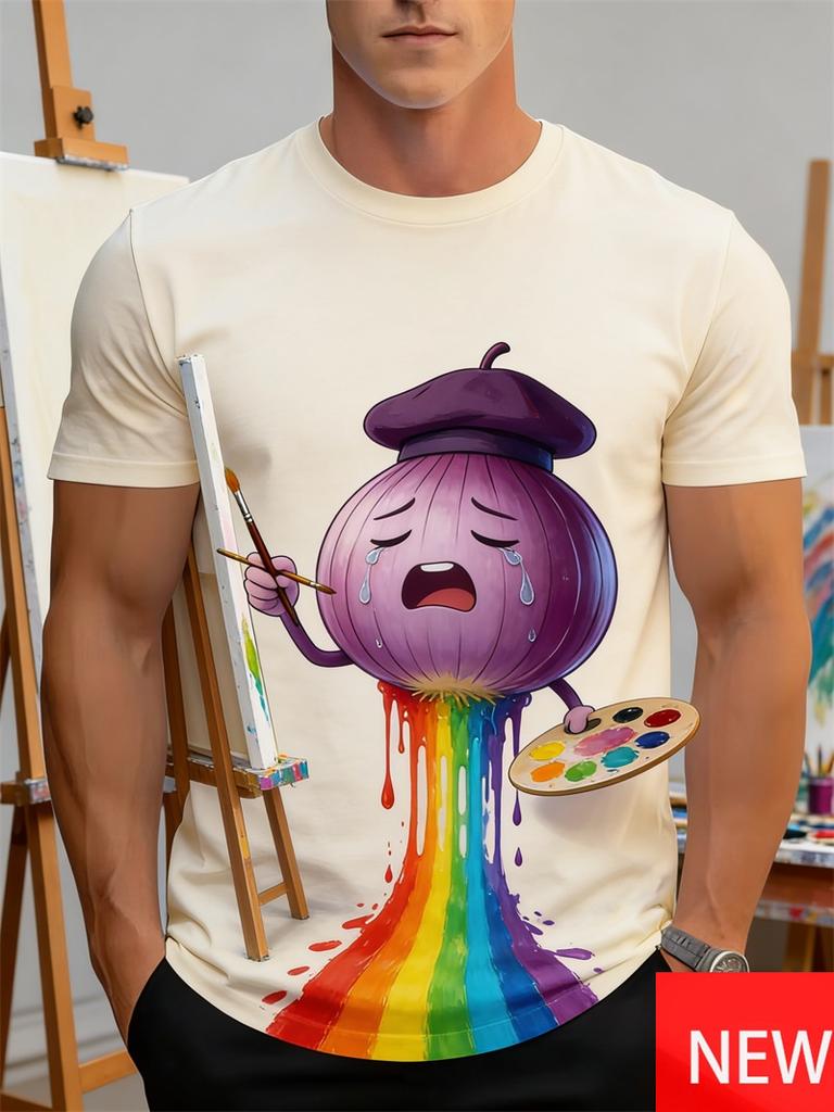 Men's Funny Vegetables Print T-Shirt Casual Short Sleeve Round Neck Tee New In Oversized Tshirts Clothes Streetwear