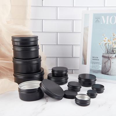 15-250ml Black Aluminum Cans Round Tin Box with Lid Metal Pill Cans Cream Ointment Jars Storage Container for Balm Wax Cosmetics
