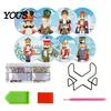 Faux Diamond Art Crafts Coasters Kit, 8 Christmas Round DIY Kit Craft Activities for Family with Holder, Wooden Heat Insulation Pads Drinks