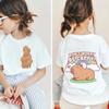Summer Kawaii Capybara Kids Cotton T-shirt White Short-sleeve Cartoon Baby Tee Double-sided Print Girl Clothes