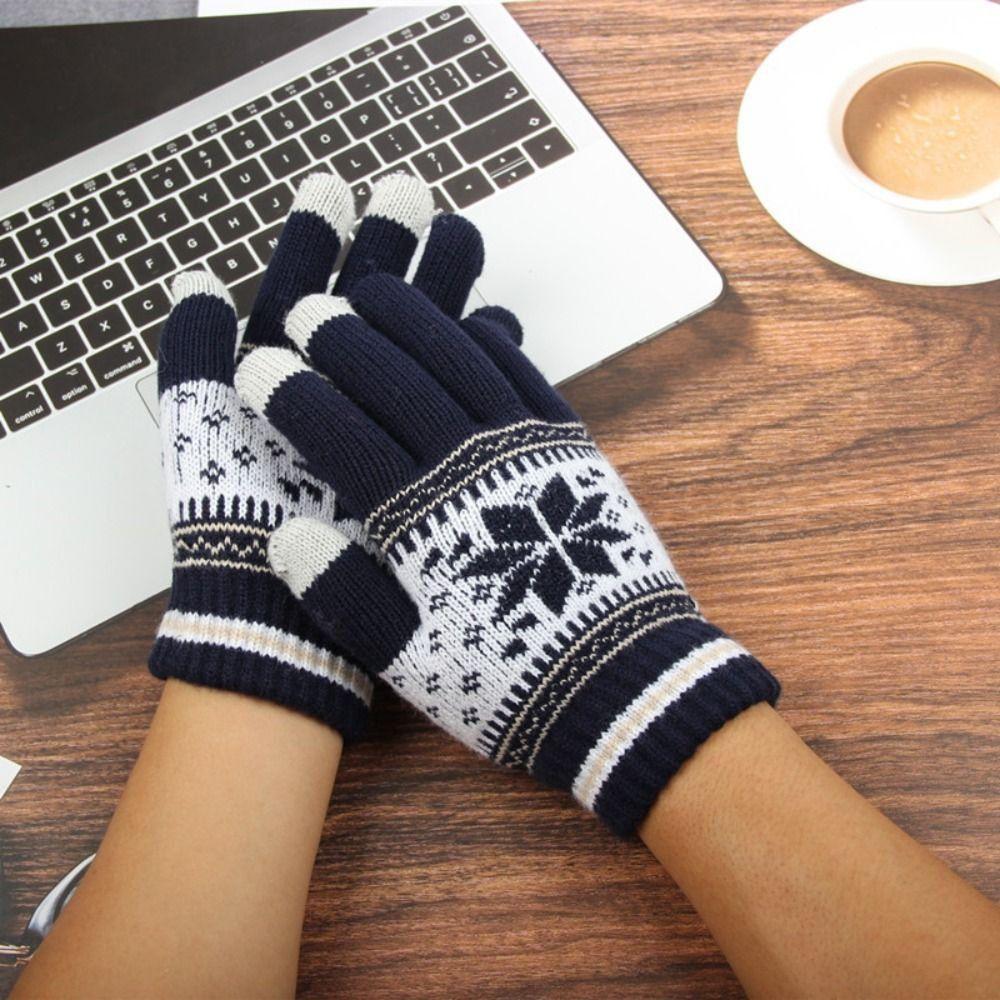 Student Unisex Gloves Christmas Snowflakes Gloves Full Fingers Gloves Korean Style Mittens