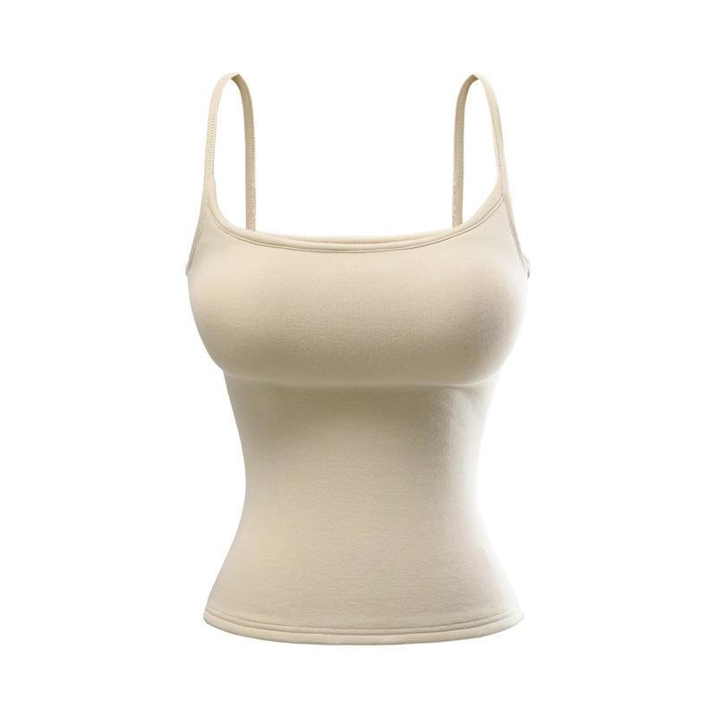 Canotta Calda in Pile da Donna Stile Spicy Girl: Top aderente, elasticizzato, senza maniche con coppe al seno per Autunno/Inverno