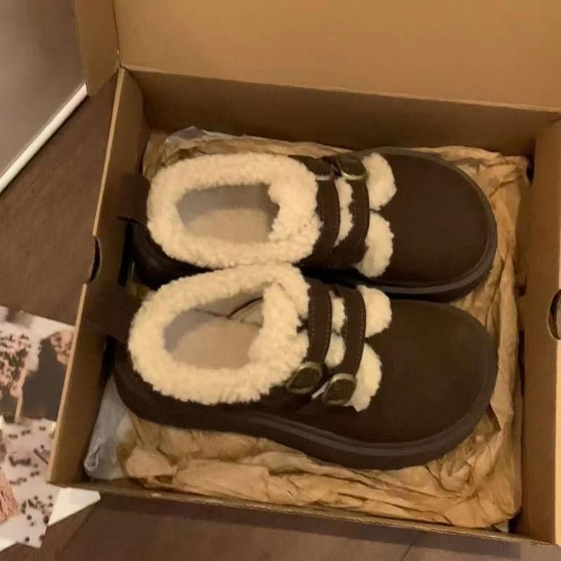 Retro velvet thick-soled Birkenstocks, women's heightening and thickening warm cotton shoes, new season