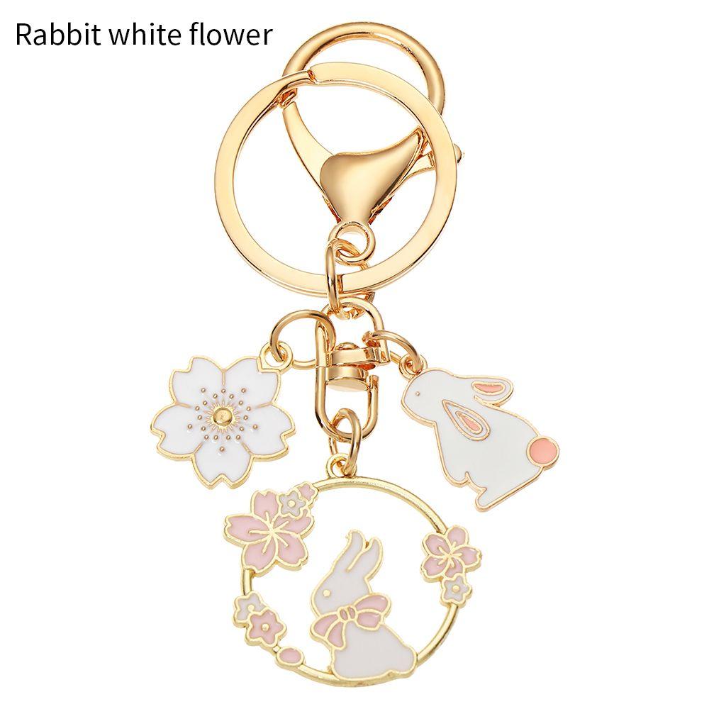 Charm Keychains Bag Pendant Rabbit Key Chains Cartoon Cherry Blossom