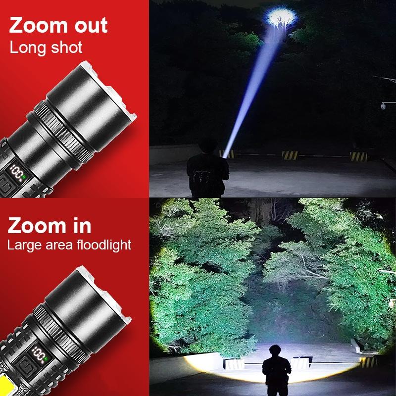 2024 New White Laser Flashlight Built-in Battery Rechargeable Torch Waterproof Outdoor Light Camping Lantern